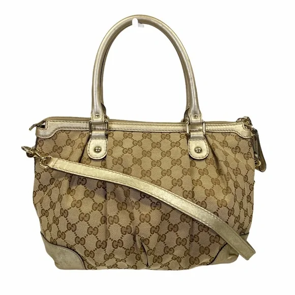 Authentic Gucci Crossbody bag GG canvas Beige handbag used good condition vint - Picture 2 of 14